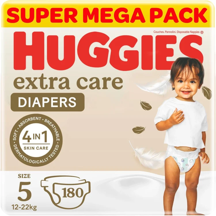 Huggies Extra Care, Size 5 Super Mega Pack 180 Diapers